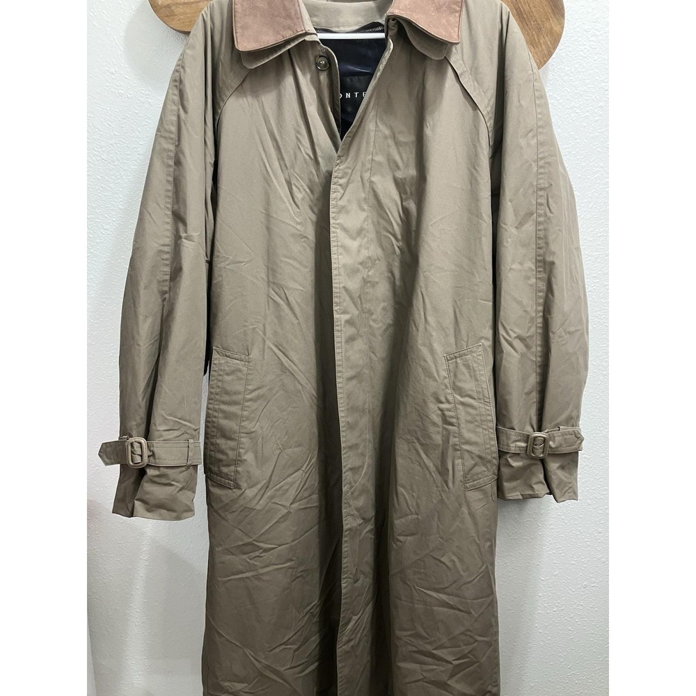 Context Heritage Trench Coat Womens M Belted Single Breasts Plaid Lining Khaki